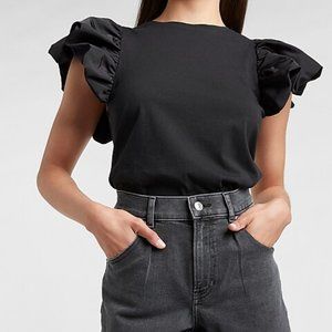 Express taffeta sleeve Crew neck Tee
